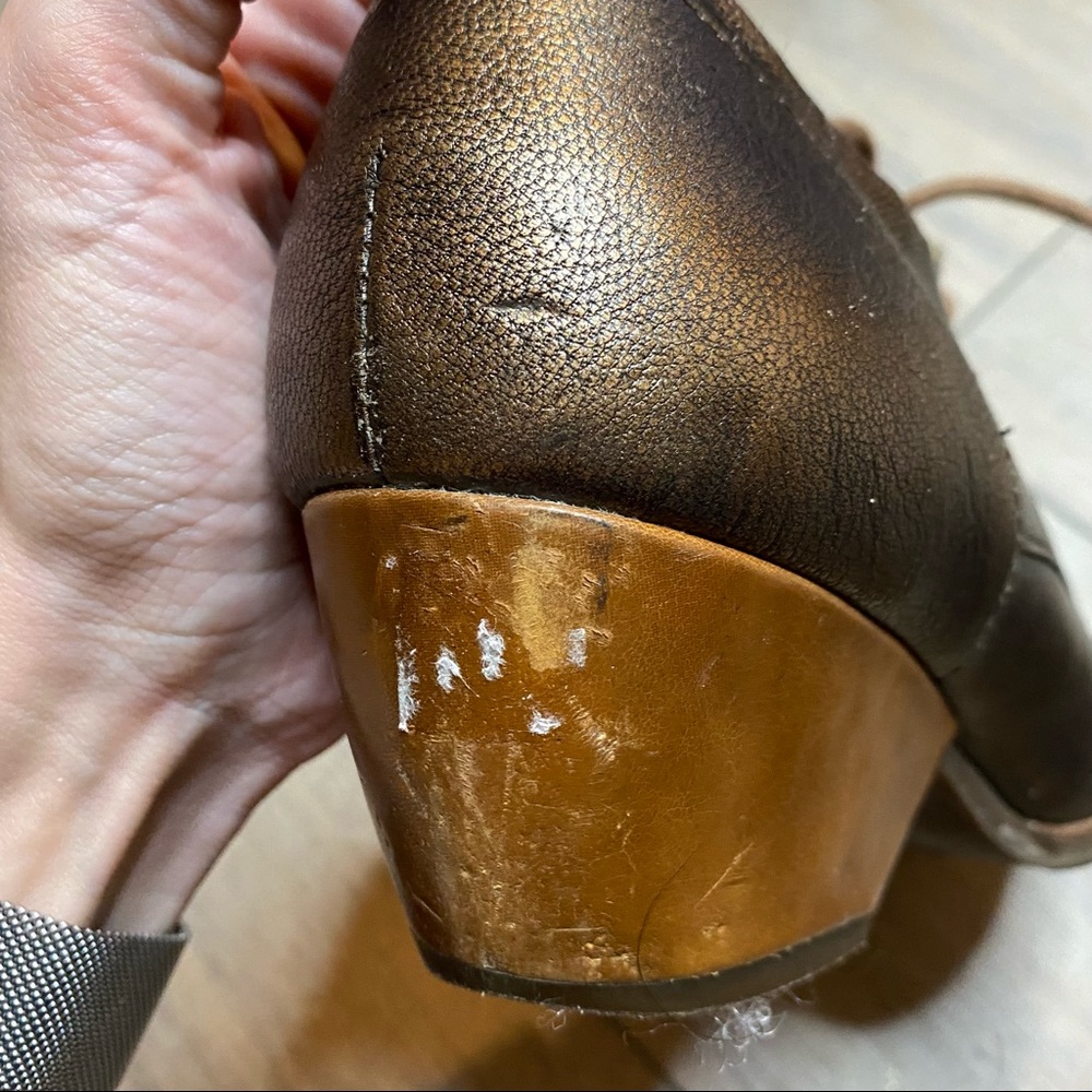 KORK-EASE bronze brown metallic leather Estella heeled cap top Oxford shoes 9 - Picture 13 of 15